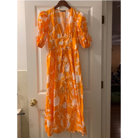 SHEIN Gathered Sleeve Button Front Floral Dress - Picture 5 of 11